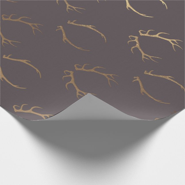 Papel De Presente Deer Horns Brown Dourado Chocolate Luxo VIP (Ponta)
