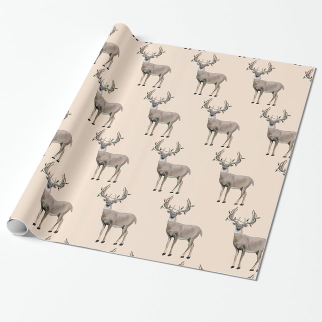 Papel De Presente Deer Hunting Christmas Antlers (Desenrolado)