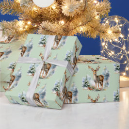 Papel De Presente Deer In the Woods Pattern Wrapping Paper