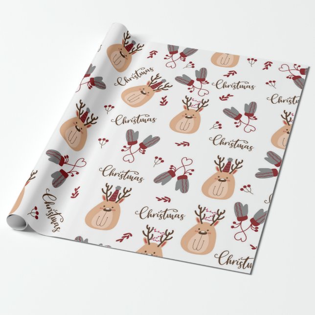 Papel De Presente Deer Oferece Papel De Moldagem De Natal Apresenta (Desenrolado)