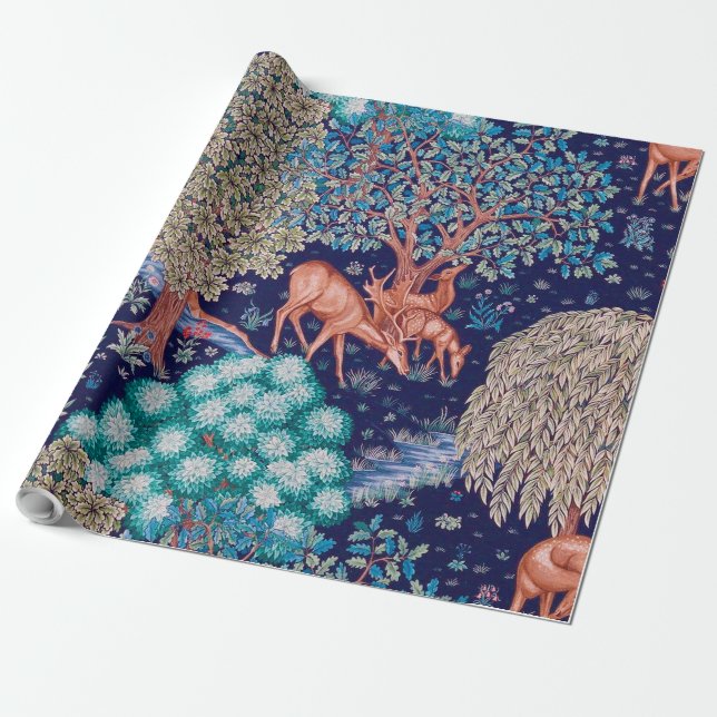 Papel De Presente Deers in the Forest, William Morris (Desenrolado)