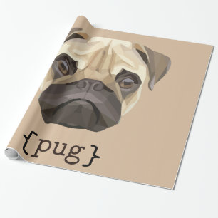 Papel De Presente Definição bonito da cara do Pug da aguarela