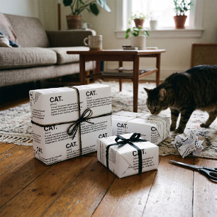 Papel De Presente Definição de Gato Substantivo Amante de Gato Engra