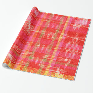Papel De Presente Deisgn alaranjado, vermelho e branco do ikat