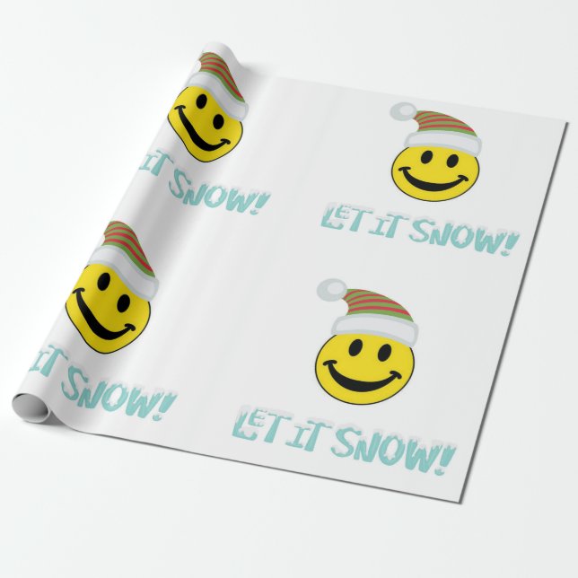 Papel De Presente Deixe a Neve Rosto Feliz (Desenrolado)