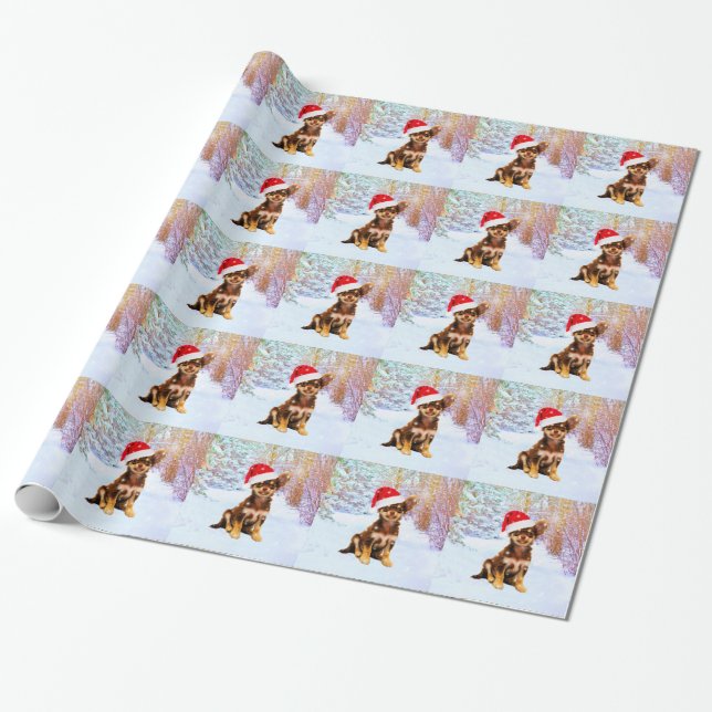 Papel De Presente Deixe-o nevar Natal Chihuahua Dog (Desenrolado)