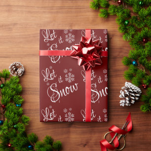 Papel De Presente Deixe-o nevar, neve vermelha, neve, neve, flasto,