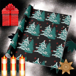 Papel De Presente Deixem-na nevar Aquarela inverno Madeira de Natal