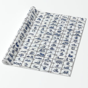 Papel De Presente Delft Blue Azulejo Designs