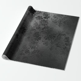 Papel De Presente Delicado Metálico Esparcial de Lace Floral Preto