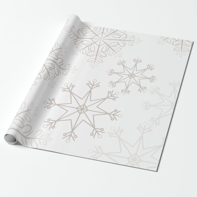 Papel De Presente Delicar Flocos de Neve Natal Branco (Desenrolado)