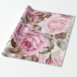 Papel De Presente Delicar Rosas Rosa Vintage<br><div class="desc">Belo presente de Rosas Rosa Vintage em um fundo rosa. Perfeito para um casamento ou chá de panela.</div>