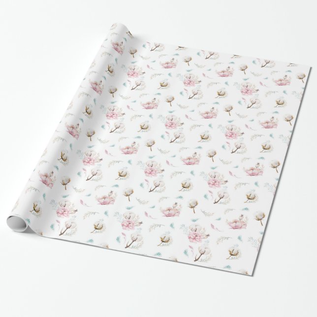 Papel De Presente Delicate Floral & Cotton (Desenrolado)