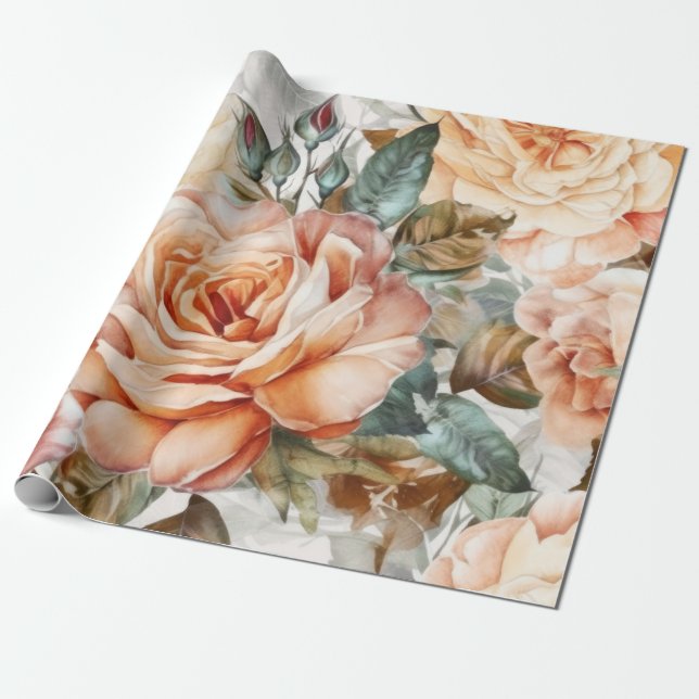 Papel De Presente Delicate Vintage Peach (Desenrolado)