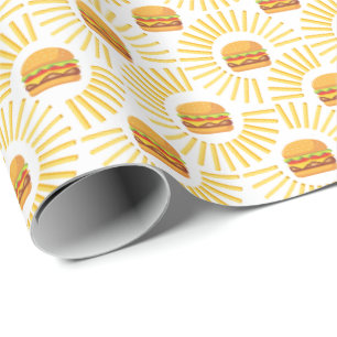Papel De Presente Delicioso hamburguer com batatas fritas