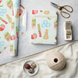 Papel De Presente Delicioso Matcha de Morango com Fita