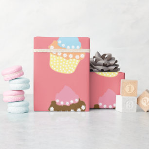 Papel De Presente Deliciosos Cupcakes de aniversário decorados