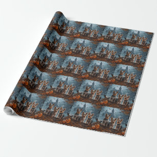 Papel De Presente Delight Noturno de Terrier Halloween