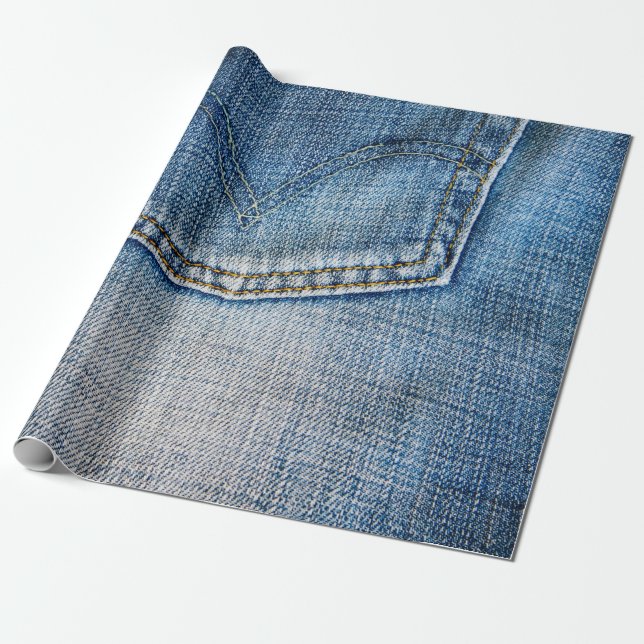 Papel De Presente Denim azul (Desenrolado)