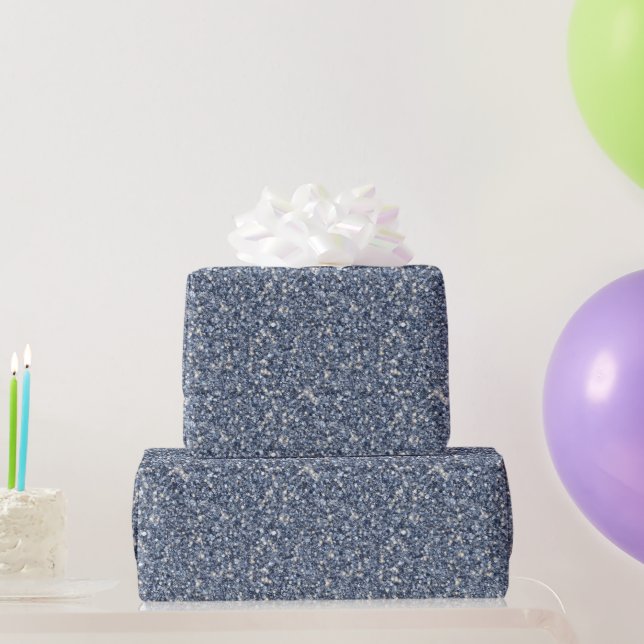 Papel De Presente Denim Blue Glitter Birthday (Presentes para festas)