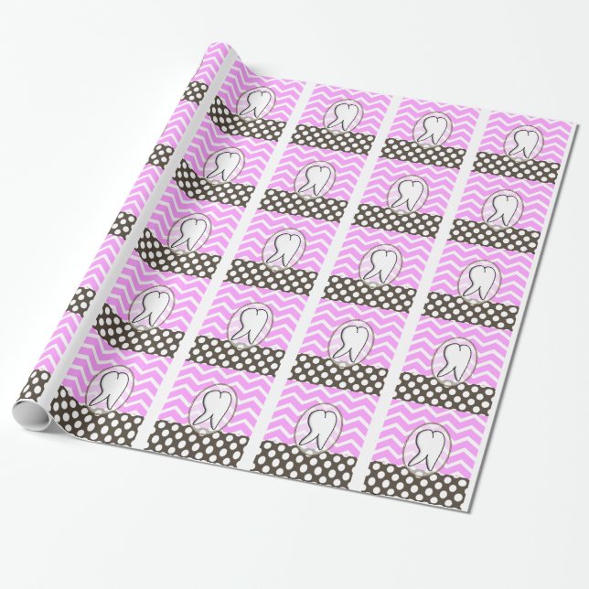Papel De Presente Dental Tooth Chevron Design II (Desenrolado)