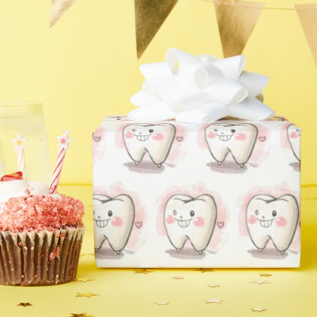 Papel De Presente Dente Feliz (Festa de aniversário)