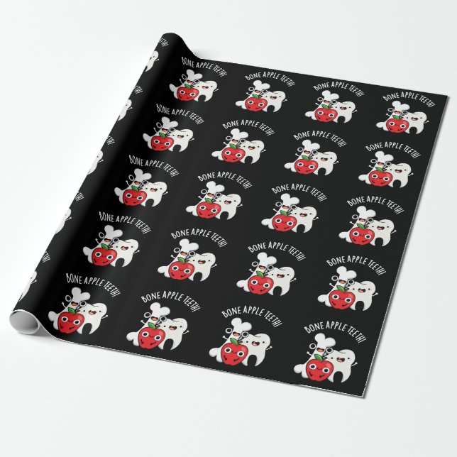 Papel De Presente Dentes de Maçã Óssea Bona Appetit Engraçado Trocad (Desenrolado)