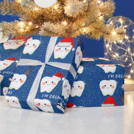 Papel De Presente Dentes felizes e Neve Azul Natal