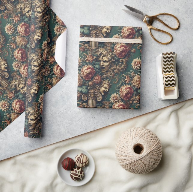 Papel De Presente Deranged Decadence – Gothic Victorian Floral  (Artesanato)