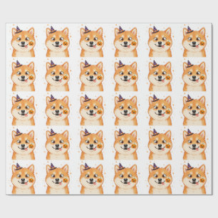 Papel De Presente Derpy Shiba Inu Halloween Abóbora 