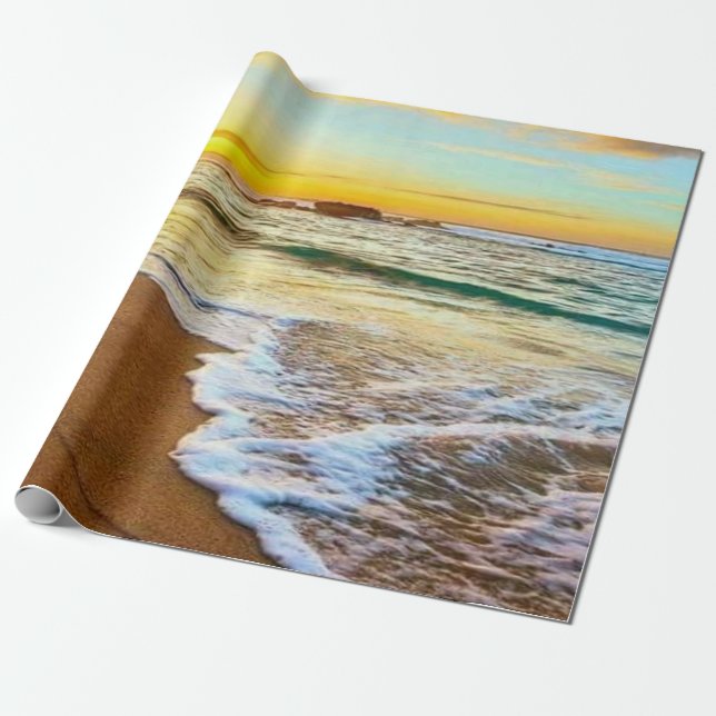 Papel De Presente Desacoplamento Sunset de Praia (Desenrolado)