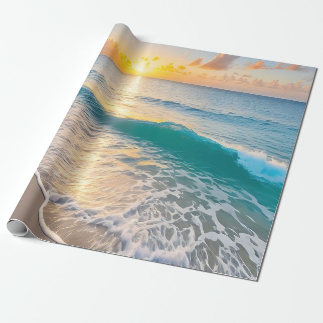 Papel De Presente Desacoplamento Sunset de Praia (Desenrolado)