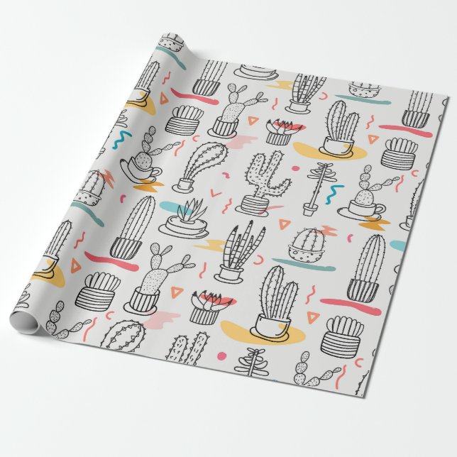Papel De Presente Descamação Cactos Delícia (Desenrolado)