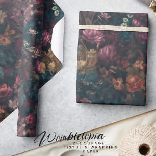 Papel De Presente Descamação Floral do Whimsical Dark Moody Boho