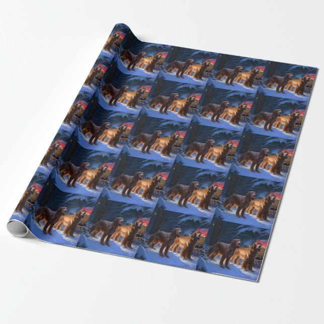 Papel De Presente Desconto de Natal do Irish Red Setter Snowy Sleigh (Desenrolado)