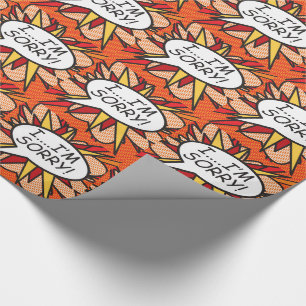 Papel De Presente DESCULPE Diversão Arte Pop de Quadrinhos Retro