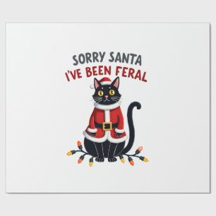 Papel De Presente Desculpe Papai Noel, Eu Fui Feral Gato Preto Natal