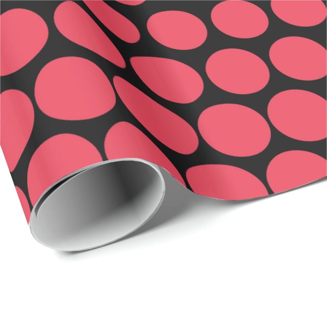 Papel De Presente Desejo Bolinhas moderna preto (Ponta do rolo)