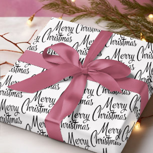 Papel De Presente Desejo de Boas Festas de Natal Chic em Branco