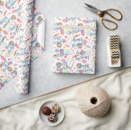 Papel De Presente Desejo personalizado de feliz aniversário em pirul