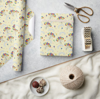 Papel De Presente Desejos de Aniversário - Amarelo Pastel