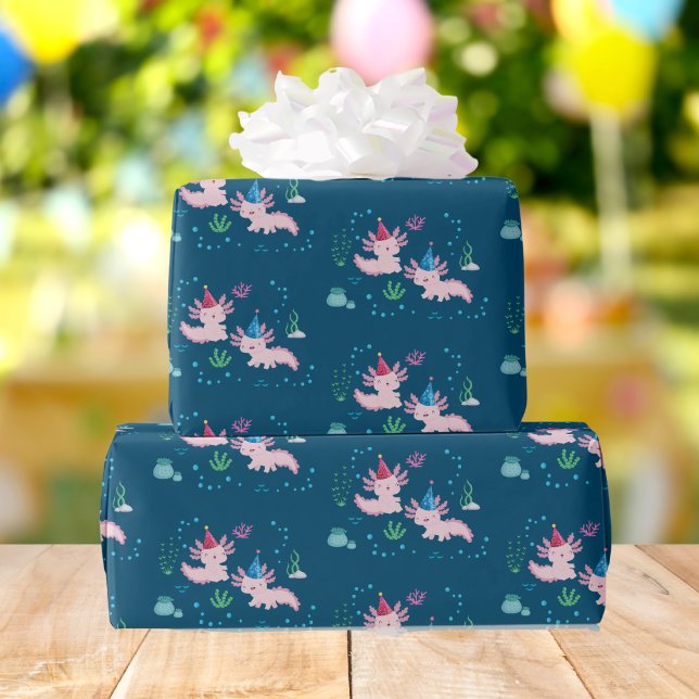 Papel De Presente Desejos de Aniversário de Axolote (Criador carregado)
