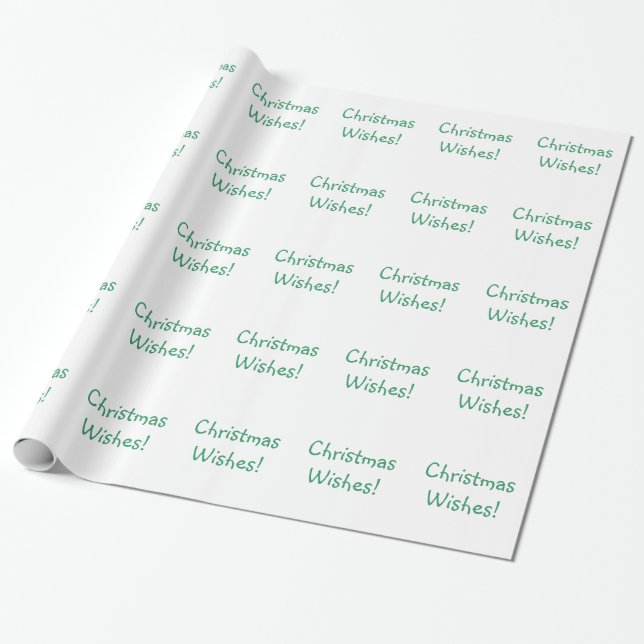 Papel De Presente Desejos de Natal de Fontes Verdes de Férias (Desenrolado)