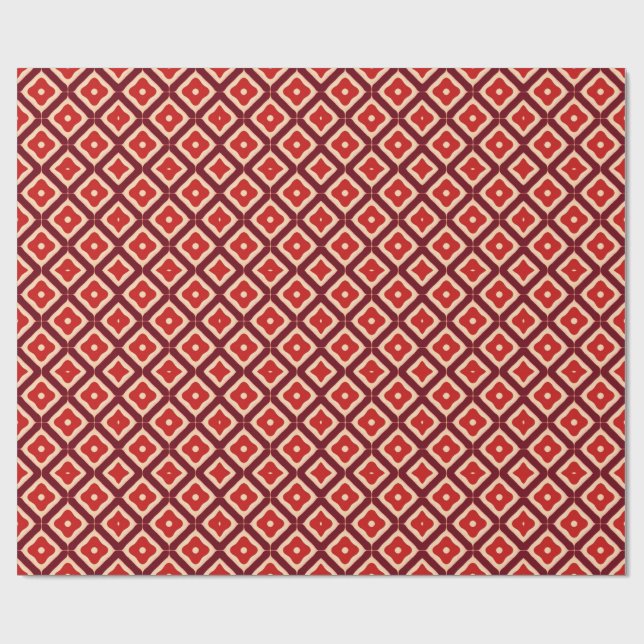 Papel De Presente Desenho Abstrato Geométrico Vermelho (Aberto)