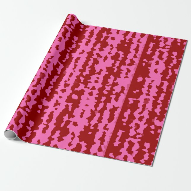Papel De Presente Desenho Abstrato Irregular Rosa Marrom Vermelho (Desenrolado)