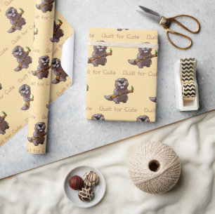 Papel De Presente Desenho Animado de Castor Engraçado – Construído p