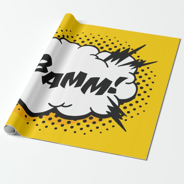 Papel De Presente Desenho da bolha de fala com pop art com texto. Ca (Desenrolado)