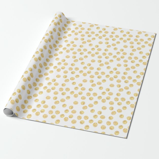 Papel De Presente Desenho da mão da Bolinhas do ouro (Desenrolado)