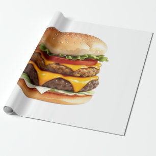 Papel De Presente Desenho de Aquarela de Cheeseburger Delicioso
