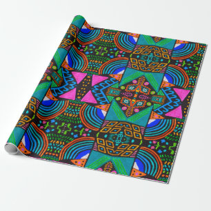 Papel De Presente Desenho de arte africano. Padrão asteca sem costur